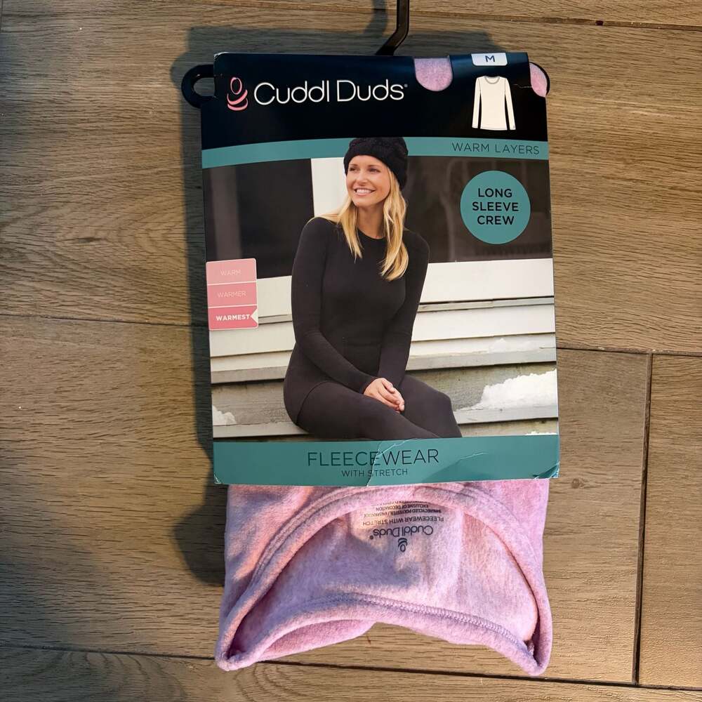 Cuddl Duds Fleecewear with Stretch Long Sleeve Crew Mauve Medium
